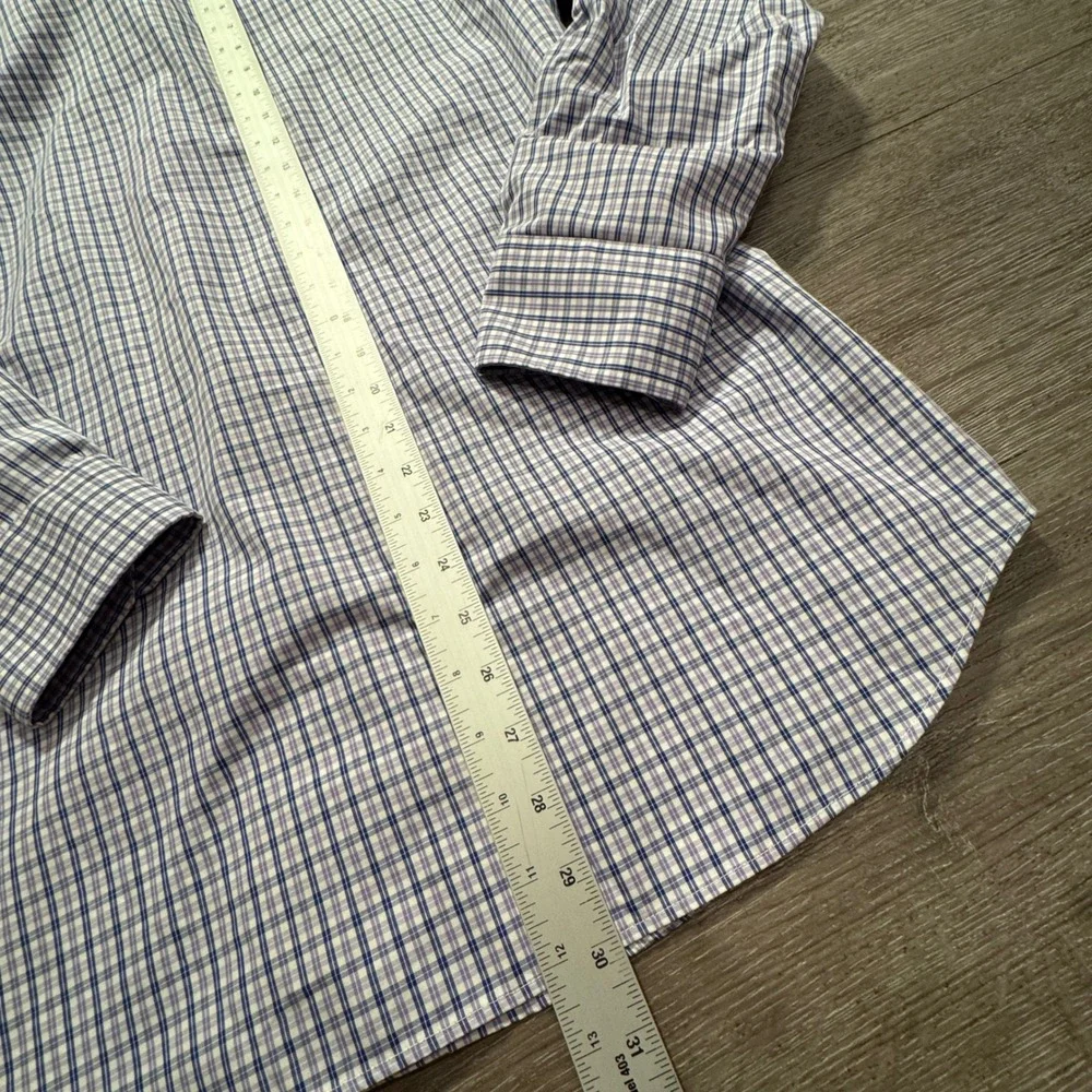 Banana Republic Shirt Men M Blue 100% Cotton Non-Iron Slim Fit Plaid Preppy Work
